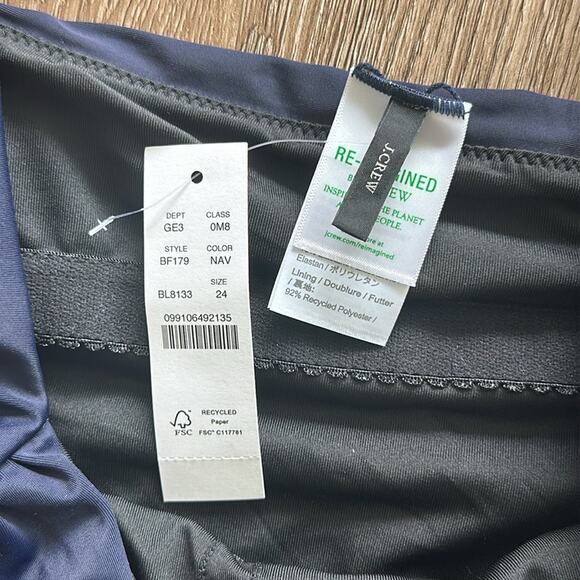 NWT J.Crew Ruched Squareneck One-Piece Swimsuit Navy Blue Size 24 - Picture 2 of 4